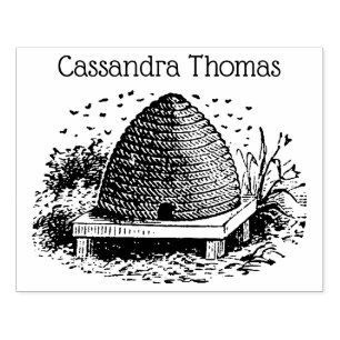 Tampons Encreurs Hive et abeilles #1 Nom Vintage héraldique