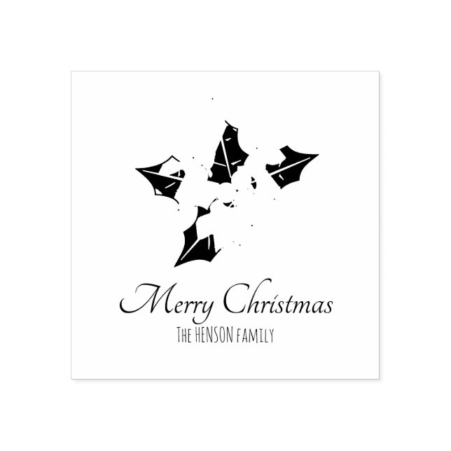 Tampons Encreurs Holly Tree Berry Script Fête Personnalisée (Impression)