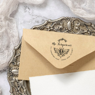 Tampons Encreurs Honey Bee Rustic Script Nom de famille Adresse de