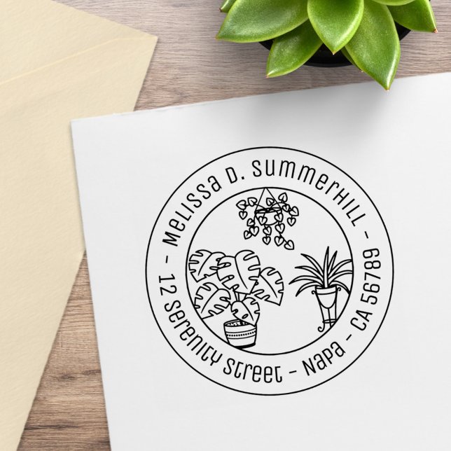 Tampons Encreurs Houseplants Hobby Round Address (Créateur téléchargé)