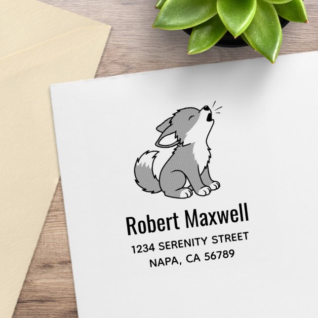 Tampons Encreurs Howling Gray Wolf Pup Address (Créateur téléchargé)