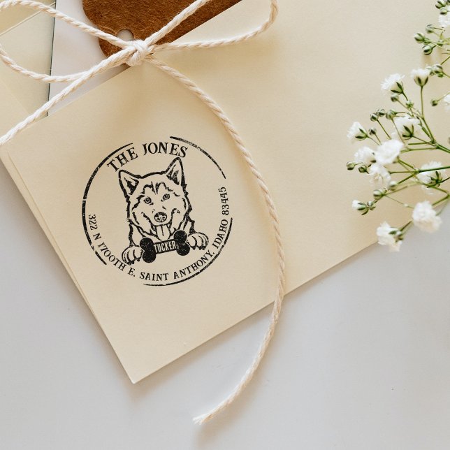 Tampons Encreurs Husky Dog Family Adresse de retour (Créateur téléchargé)