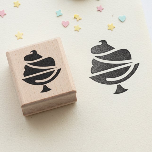 Tampons Encreurs Ice Cream Mini Wooden Art Stamp (Miniature ice cream wooden art stamp.)