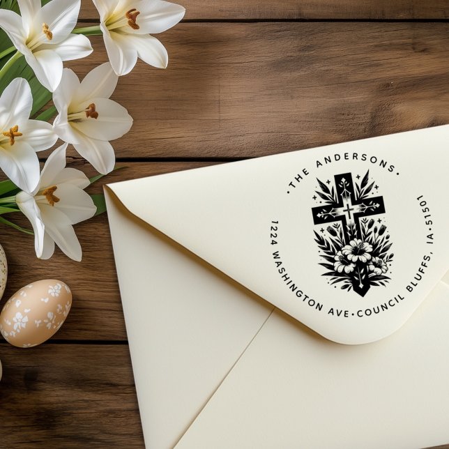 Tampons Encreurs Il est ressuscité Croix de Pâques Adresse de retou (Créateur téléchargé)