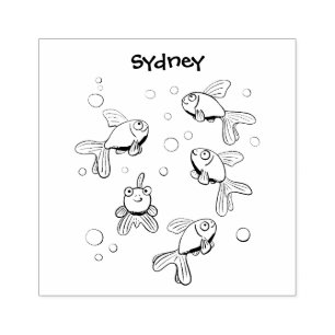 Tampons Encreurs Illustration de caricature de poisson rouge orange