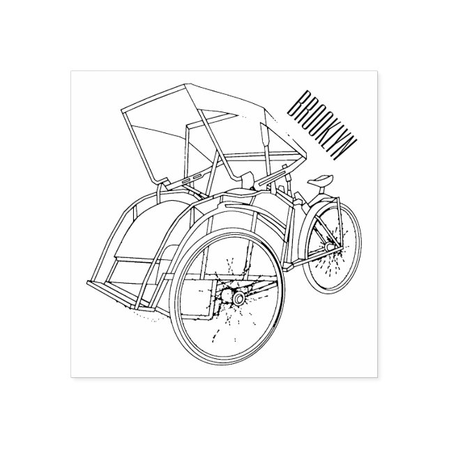Tampons Encreurs Illustration de cyclo-pousse (Impression)