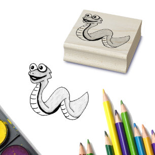 Tampons Encreurs Illustration de serpent de dessin animé souriant