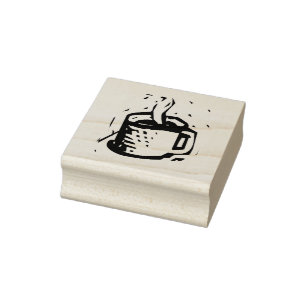 Tampons Encreurs Illustration de tasse à café de style linogravure 