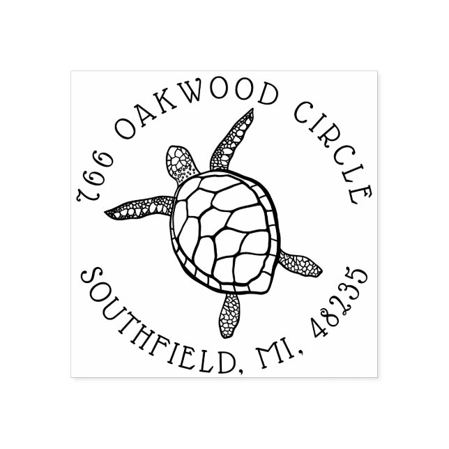 Tampons Encreurs Illustration de tortue de mer Adresse personnalisé (Impression)