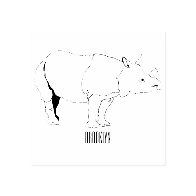 Tampons Encreurs Illustration du rhinocéros de Javan (Impression)