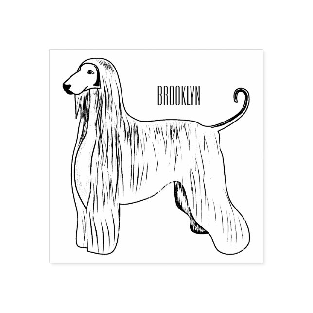 Tampons Encreurs Illustration d'un chien hound afghan