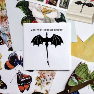 Tampons Encreurs Imaginaire de dragon de vol tribal noir