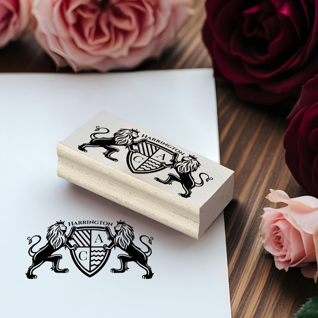 Tampons Encreurs Imaginaire médiéval Royal Muse Lion Emblem Mariage (Royal Muse Medieval Fantasy Lion Emblem Wedding Rubber Stamp)