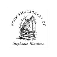 Imaginaire Owl Library Ex Libris Bookplate Stamp