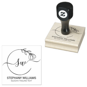 Tampons Encreurs Initiale féminine personnalisée Feuille botanique