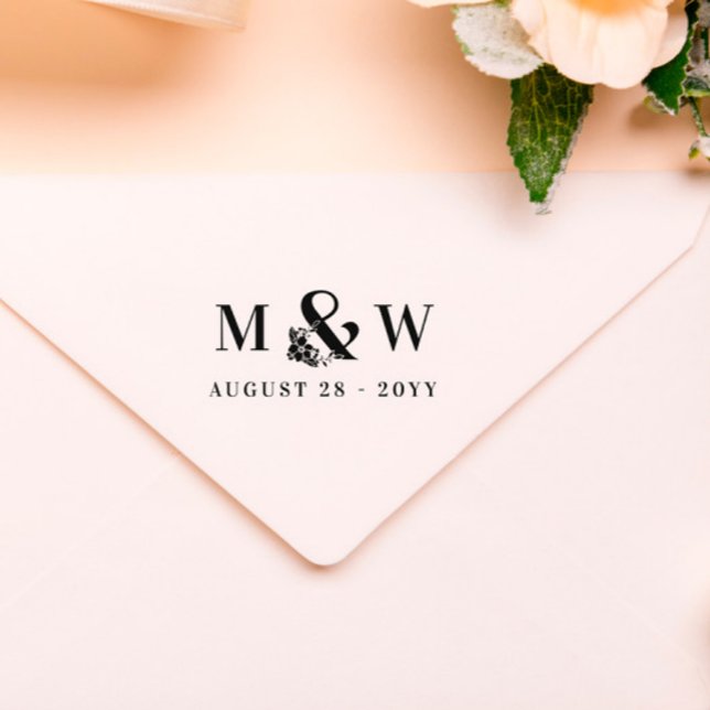 Tampons Encreurs Initiales et date Mariage de l'esperluide florale (Créateur téléchargé)