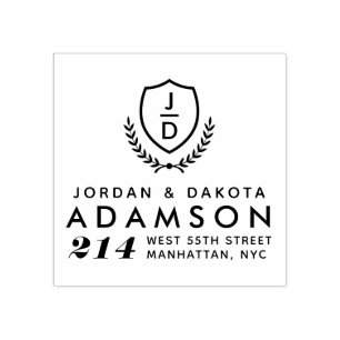 Tampons Encreurs Initiales Mariages modernes Bouclier Adresse de re