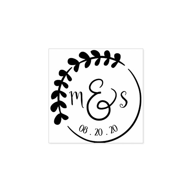 Tampons Encreurs Initiales personnalisées Monogrammes Mariage Wreat (Impression)