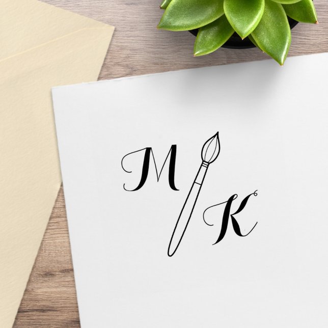 Tampons Encreurs Initiales simples de monogramme de pinceau (Créateur téléchargé)