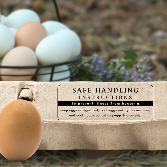 Tampons Encreurs Instructions de manipulation sûre des cartons d'œu (Modern FDA Egg Carton Safe Handling Instructions rubber stamp)