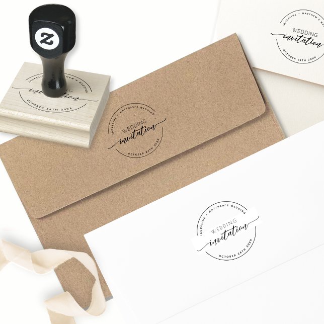 Tampons Encreurs Invitation De Mariage Personnalisée, Élégant Scrip (Créateur téléchargé)