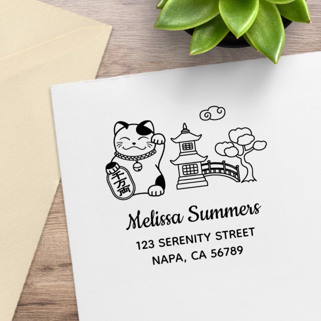 Tampons Encreurs Japanese Lucky Cat, Maneki Neko Address 2 (Créateur téléchargé)