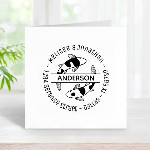 Tampons Encreurs Japonais Koi Fish Couple Adresse de famille 4