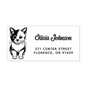 Tampons Encreurs Joli Chat Mignon Art Décoratif Adresse de Retour