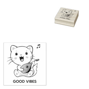 Tampons Encreurs Joli chat tabby musical avec mandoline