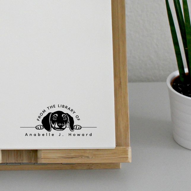 Tampons Encreurs Joli Chien De La Bibliothèque De Nom Personnalisé (Créateur téléchargé)