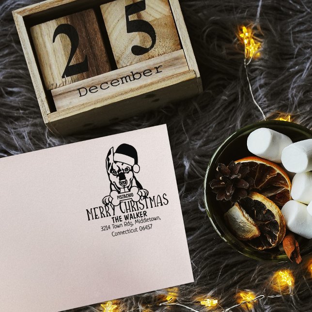 Tampons Encreurs Joli chien Joyeux Noël Adresse de retour (Créateur téléchargé)