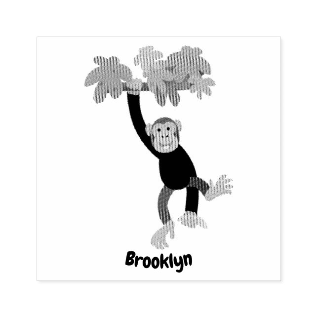 Tampons Encreurs Joli chimpanzé dans la jungle suspendu dessin anim (Impression)