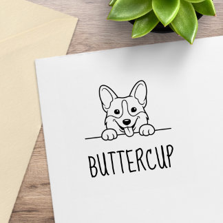 Tampons Encreurs Joli Corgi Curieux avec Nom Personnalisé