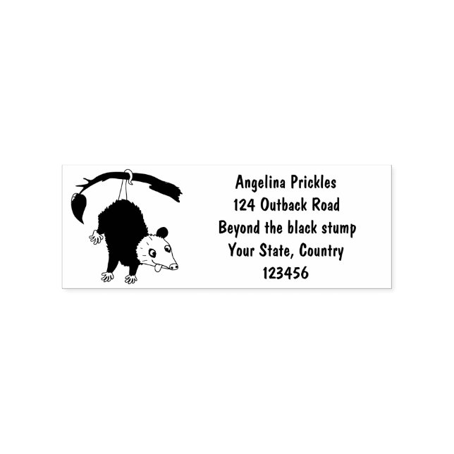 Tampons Encreurs Joli opossum accroché à la branche dessin animé (Impression)