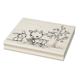 Tampons Encreurs Joli Petit Cerf et Lapin Art Illustré