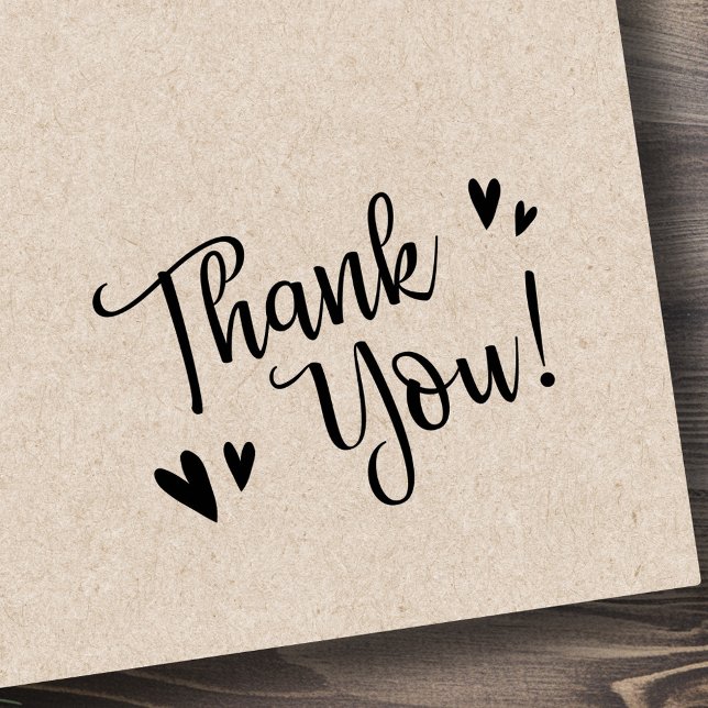 Tampons Encreurs Joli script et le coeur merci (Cute script and hearts thank you rubber stamp)