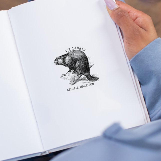 Tampons Encreurs Joli vieux castor, livre Ex Libris  (Créateur téléchargé)