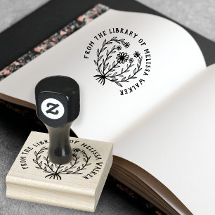 Tampons Encreurs Jolie fleur de daisy EX LIBRIS personnalisé avec v