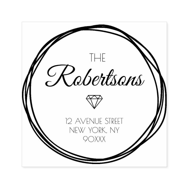 Tampons Encreurs jolies couronnes et adresse de script (Impression)