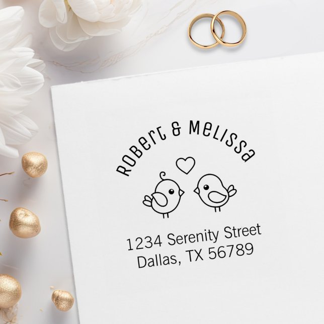 Tampons Encreurs Jote Cartoon Lovebirds Couple Arch Adresse (Créateur téléchargé)