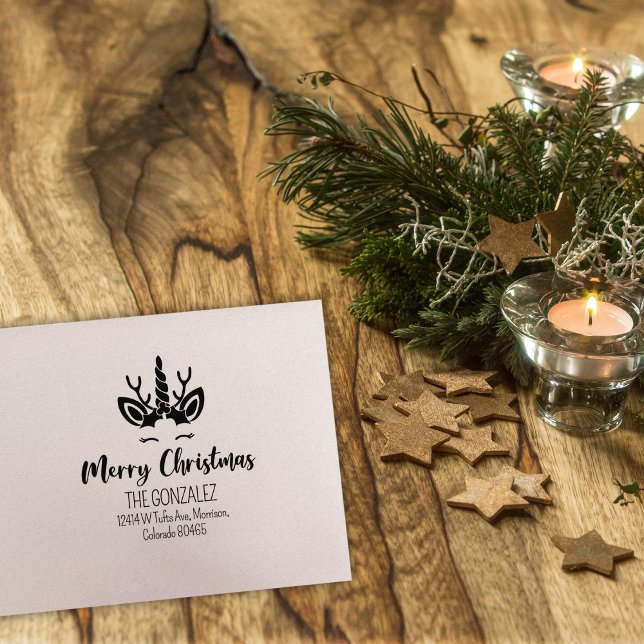 Tampons Encreurs Jote Joyeux Noël Unicorne Adresse de retour (Créateur téléchargé)