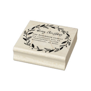 Tampons Encreurs Joyeuse couronne de Noël manuscrite Adresse de ret