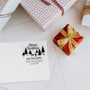 Tampons Encreurs Joyeux animaux de la forêt de Noël, cerfs et arbre