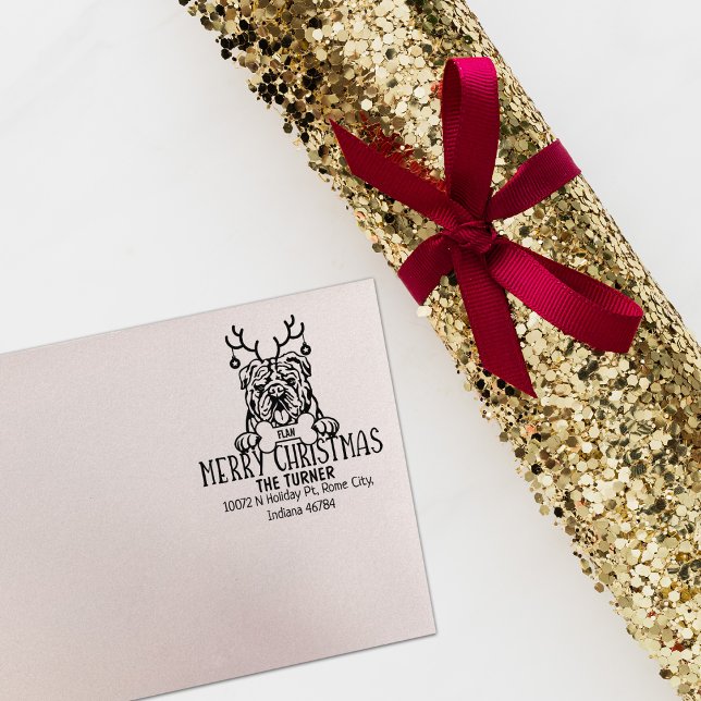 Tampons Encreurs Joyeux chien taureau Noël Retour Adresse (Créateur téléchargé)