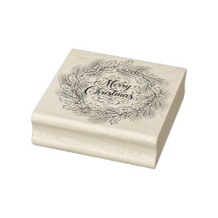 Tampons Encreurs Joyeux Noël à l'intérieur de Pine Wreath pour