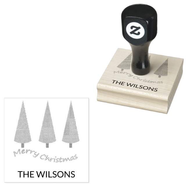 Tampons Encreurs Joyeux Noël Arbre Monogrammé (Tamponné)