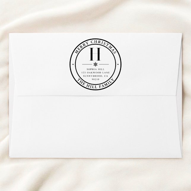 Tampons Encreurs Joyeux Noël Classic Monogramme Adresse (Créateur téléchargé)