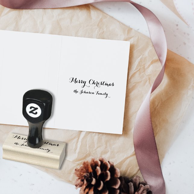 Tampons Encreurs Joyeux Noël Elégant Personnalisé Nom de famille (Personalized Elegant Merry Christmas Family Name Rubber Stamp)