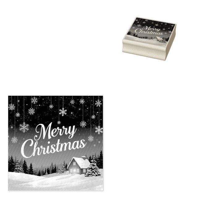 Tampons Encreurs Joyeux Noël et scène de neige (Tamponné)