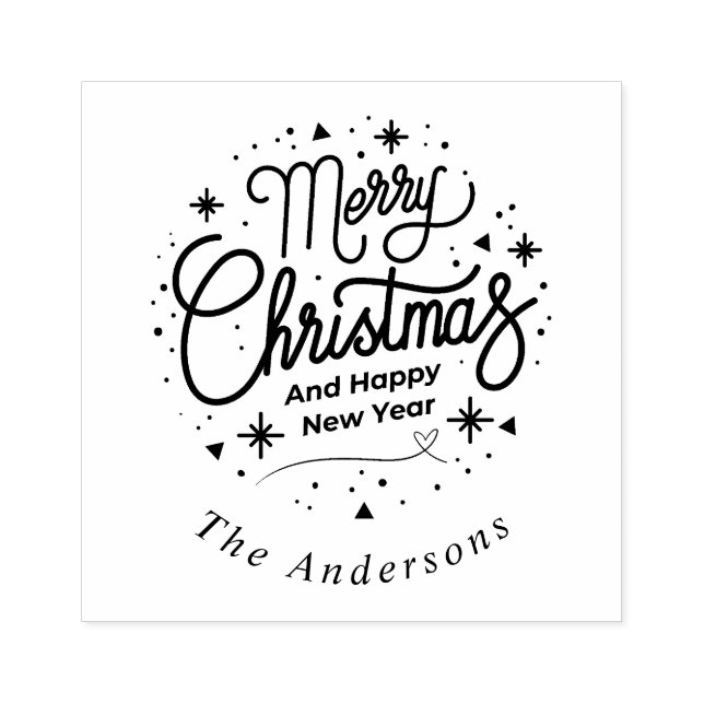 Tampons Encreurs Joyeux Noël Joyeux Nouvel An Moderne Élégant (Impression)